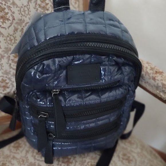 STEVE MADDEN Dark Blue Shiny Puffer Plastic Unisex Mini Backpack - Picture 5 of 5